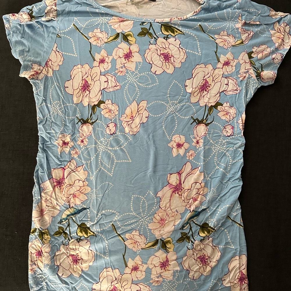 Floral Blue Women's Maternity Top